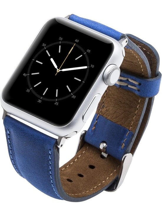 Stylish Antique Dark Blue Leather Apple Watch Band 49mm 45mm 44mm 42mm - iWatch main image 5
